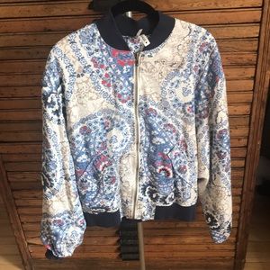 Free People Boho Paisley Day Trip Bomber Jacket